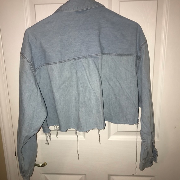 Vintage Ann Taylor Cropped Denim Shirt - Picture 3 of 3